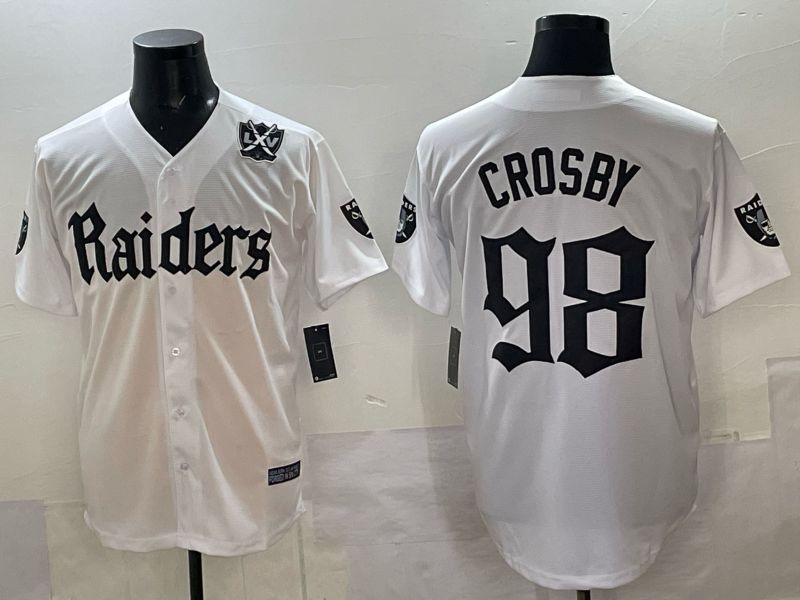 Men 2025 Oakland Raiders 98 Crosby white 6th generation Joint Name Nike Limited NFL Jersey style 09